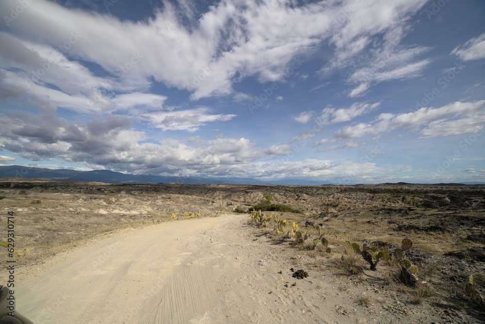 Tatacoa Desert landscape, Colombia Travel way in the dry desert Tatacoa Desert landscape, Colombia Travel way in the dry desert