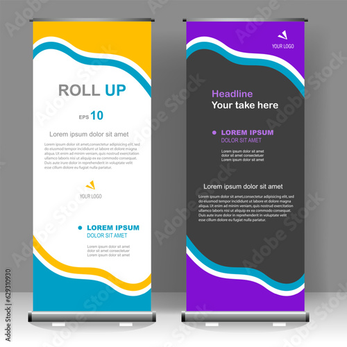 Business Roll up banner vertical template design, for brochure, business, flyer, infographics. modern x-banner and flag-banner advertising. vector illustration