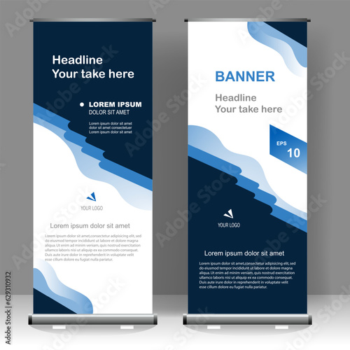 Roll up banner modern template design, for brochure, business, flyer, infographics. modern x-banner and flag-banner advertising. vector illustration