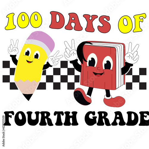 retro vintage 100 days of school, pre school, pre-k, first grade, second grade, third grade, fourth grade, fifth grade, sixth grade, vintage 100 days of school , teacher 100 days of school svg png 