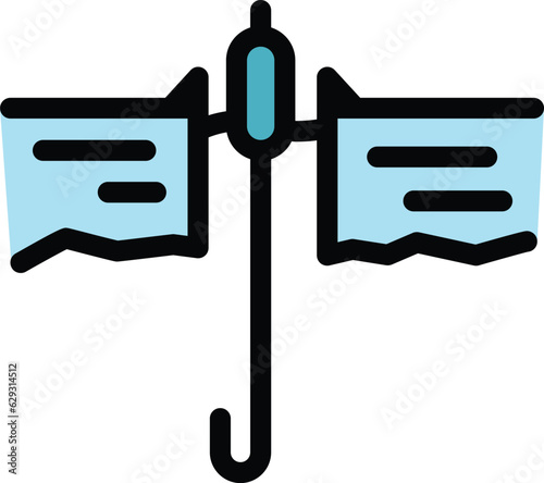 Ice fishing hole icon outline vector. Winter lake. Snow man color flat