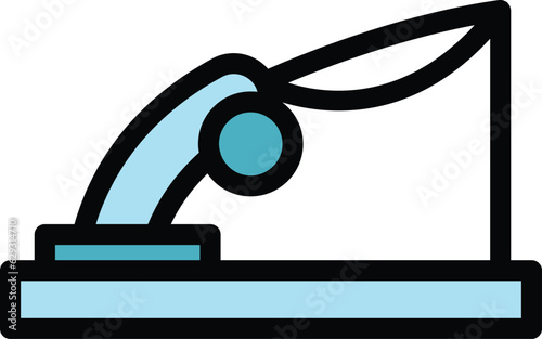 Ice fishing rod icon outline vector. Winter fisherman. Man snow color flat