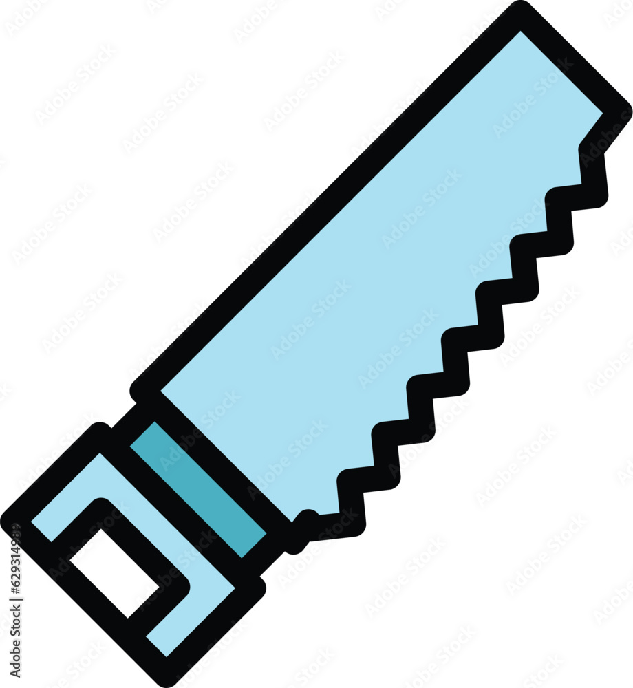 Ice handsaw icon outline vector. Winter lake. Fishing tool color flat Ice handsaw icon outline vector. Winter lake. Fishing tool color flat