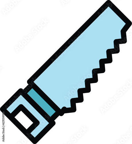 Ice handsaw icon outline vector. Winter lake. Fishing tool color flat
