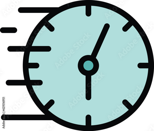 Time icon outline vector. World zone. Clock map color flat