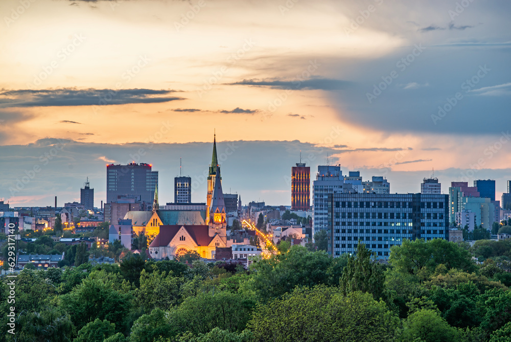 Obraz na płótnie Lodz city panorama, Poland. w salonie