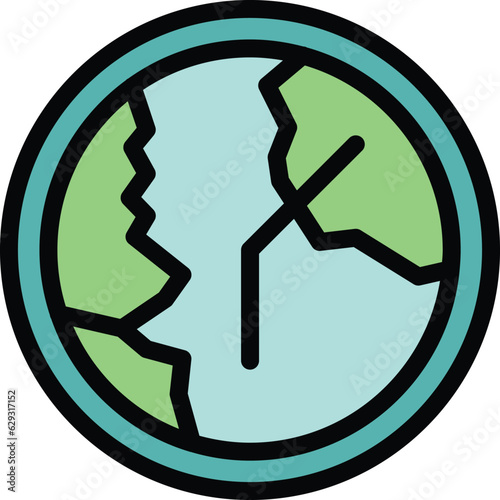 Map time icon outline vector. World zone. Global timezone color flat