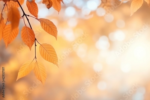 Autumn colorful leaves on the branch. Fall background.