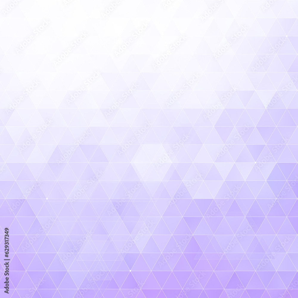 Obraz premium Abstract background made of many white, light purple and purple triangles. High resolution full frame geometric triangular shape background with copy space.