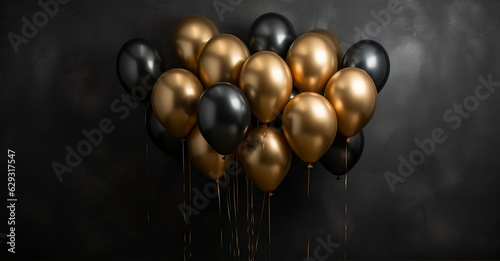 golden party ballons on birthday or celebration background for celebration purpose and greeating bithday, celebration background