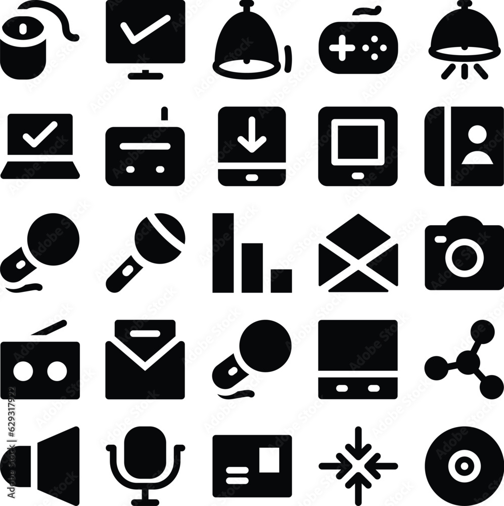 Line Icons of Input and Output Devices Stock Vector | Adobe Stock