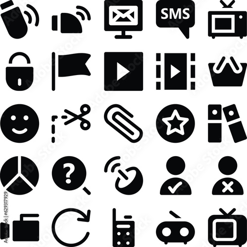 Set of Communication and Technology Line Icons

