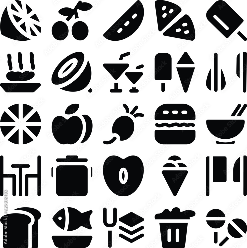 Pack of Trendy Meals Line Icons 
