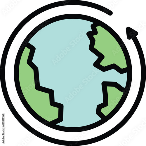 Eco time zone icon outline vector. International map. Local timezone color flat