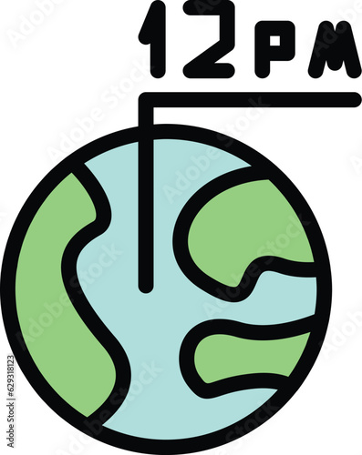 Greenwich timezone icon outline vector. Time zone. International map color flat