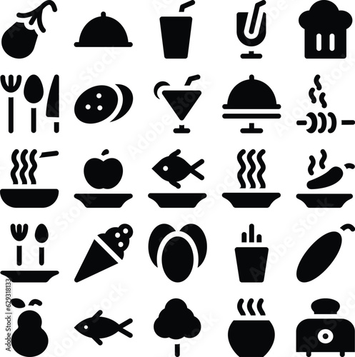 Pack of Linear Style Healthy Drinks and Food Icons 


