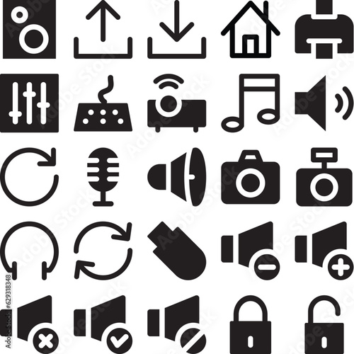 Pack of Media and Equipment Line Icons
