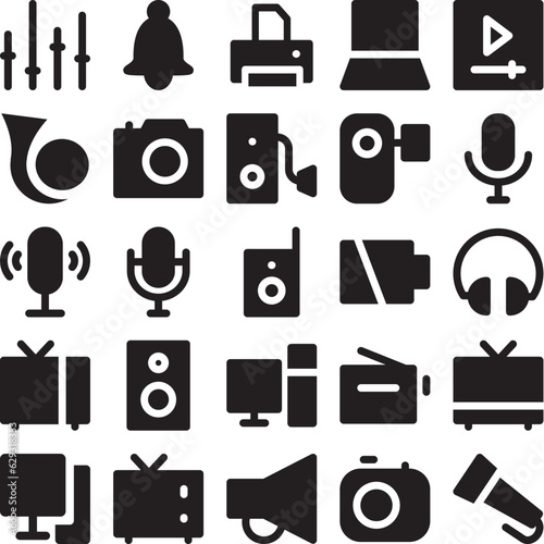 Pack of Multimedia and Equipment Line Icons
