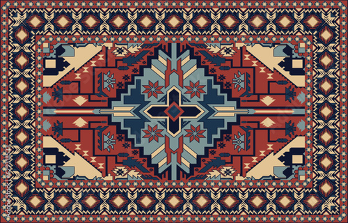 Tribal vector ornament. Seamless African pattern. Ethnic carpet with chevrons. Aztec style. Geometric mosaic on the tile, majolica. Ancient interior. Modern rug. Geo print on textile.ikat pattern