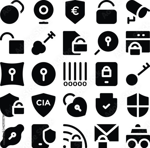 Set of Encryption Linear Icons 


