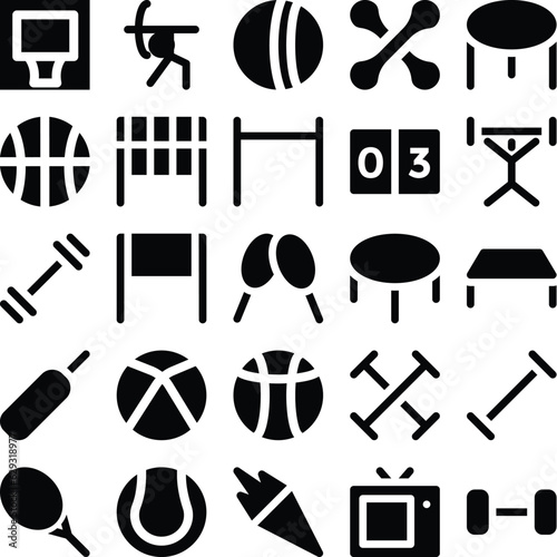 Set of Games and Sports Line Icons Vector 

