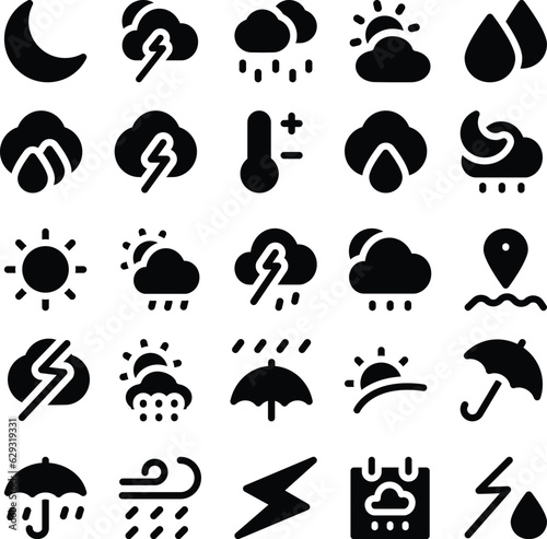 Collection of Weather Bold Line Icons 

