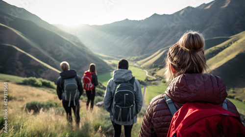 group of hikers in the mountains