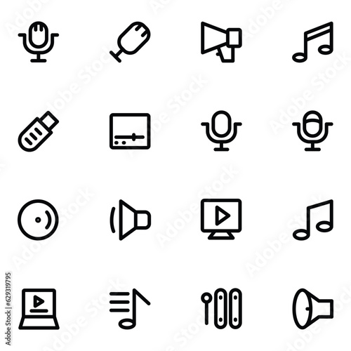 Bold Line Icons of Music


