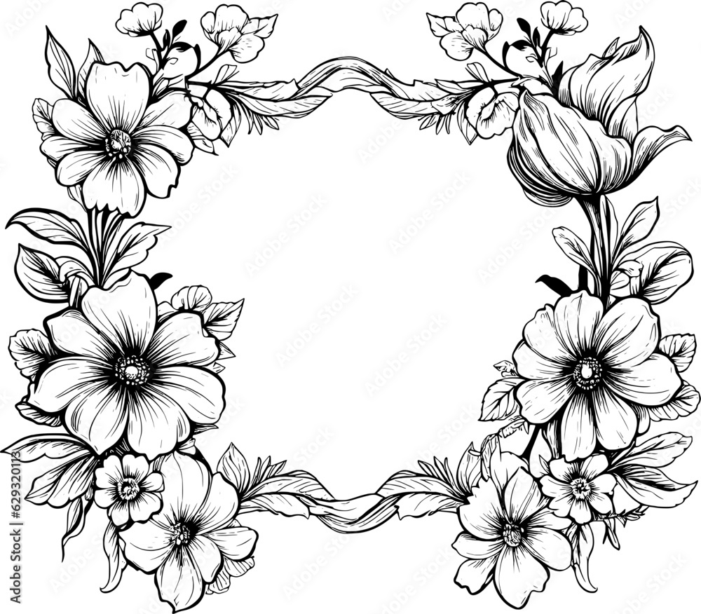 Flower Bouquet Frame Vector Art