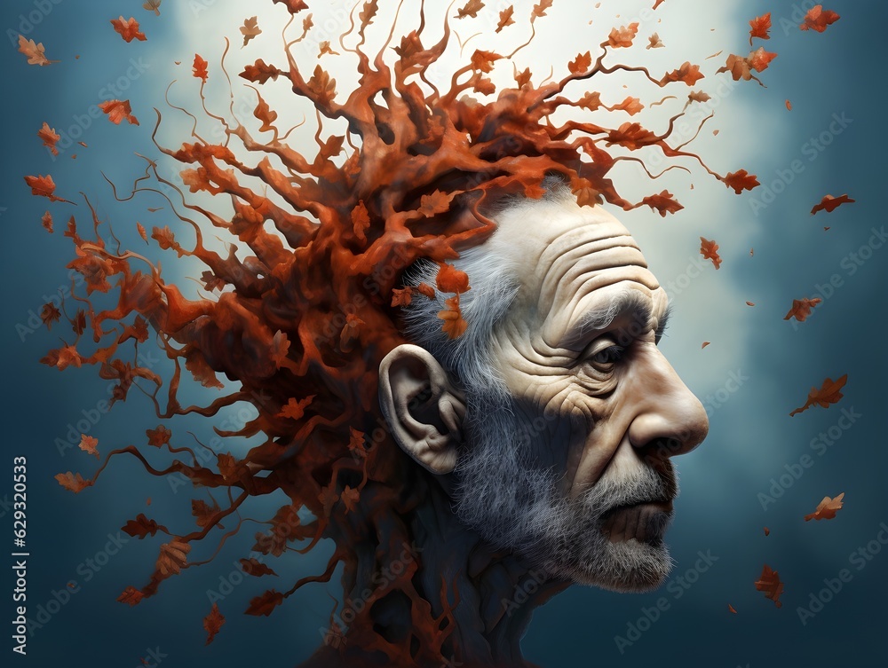 Im Labyrinth der Erinnerungen: Alzheimer's Einfluss auf das Leben - obrazy, fototapety, plakaty 