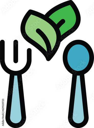 Vegan dinner icon outline vector. Diet food. Eco free color flat