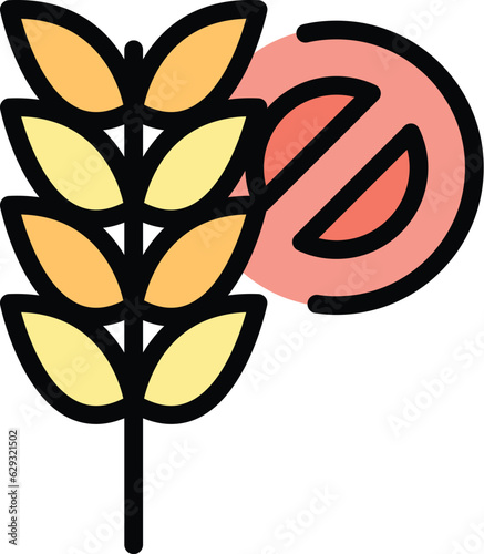 Organic wheat icon outline vector. Gluten free. Dairy grain color flat