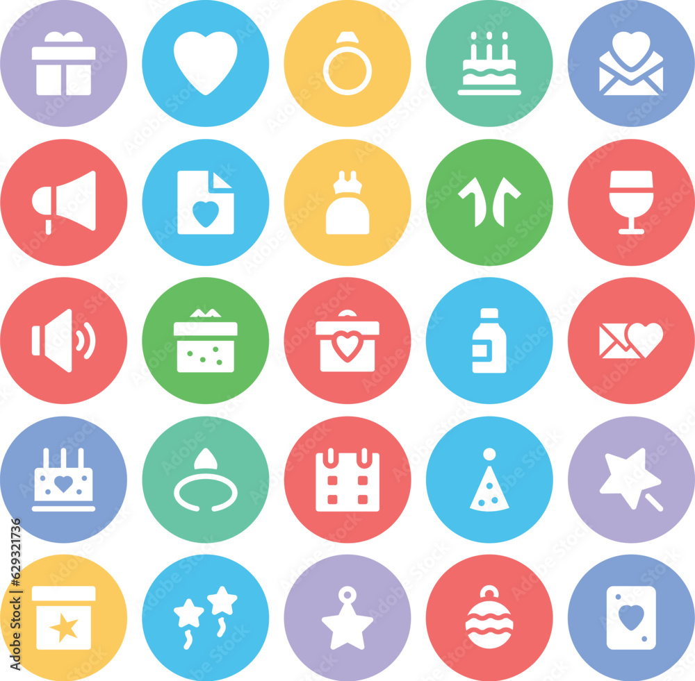 Set of Party and Celebration Line Icons

