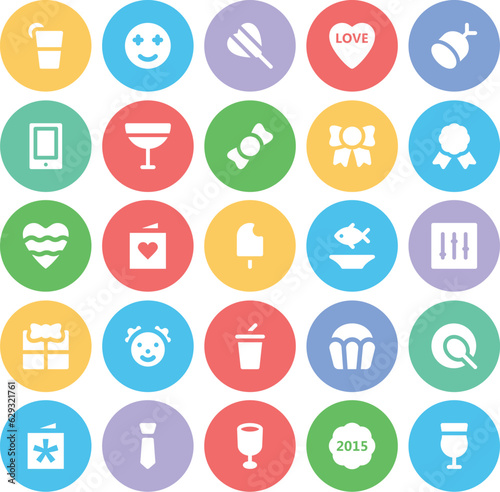 Set of Events and Celebration Line Icons

