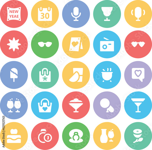 Set of Party and Events Line Icons 