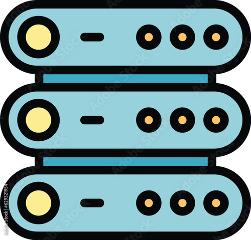 Server memory icon outline vector. Mobile data. Phone binary color flat