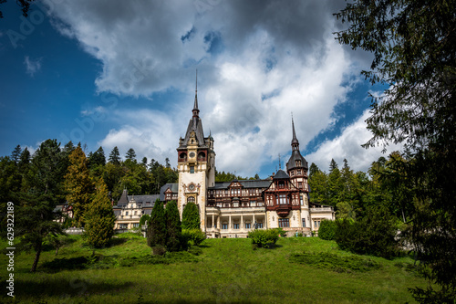 Peles Castle, Sinaia, Prahova County, Romania: Famous Neo-Renaissance castle in the Carpathian Mountains, Europe