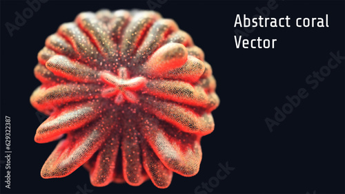 Abstract sea creature. Coral. Visualization of a fungus or mold. Depth of field. Consists of dots. shimmering surface.