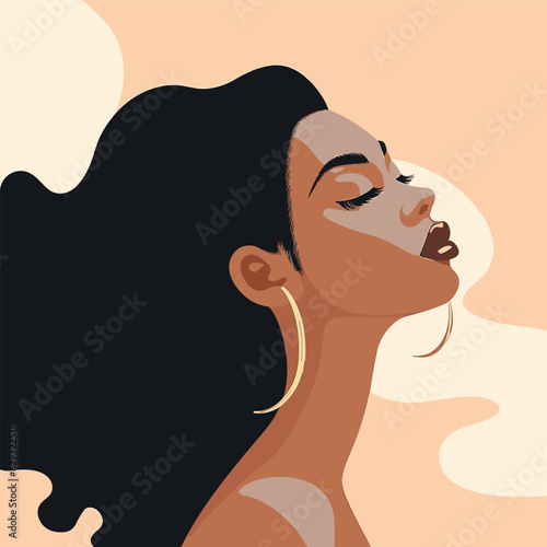Black Woman face with Beautiful hairs illustration