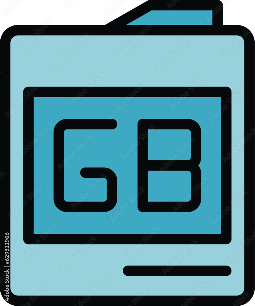 Gb storage icon outline vector. Code megabyte. Data memory color flat Gb storage icon outline vector. Code megabyte. Data memory color flat