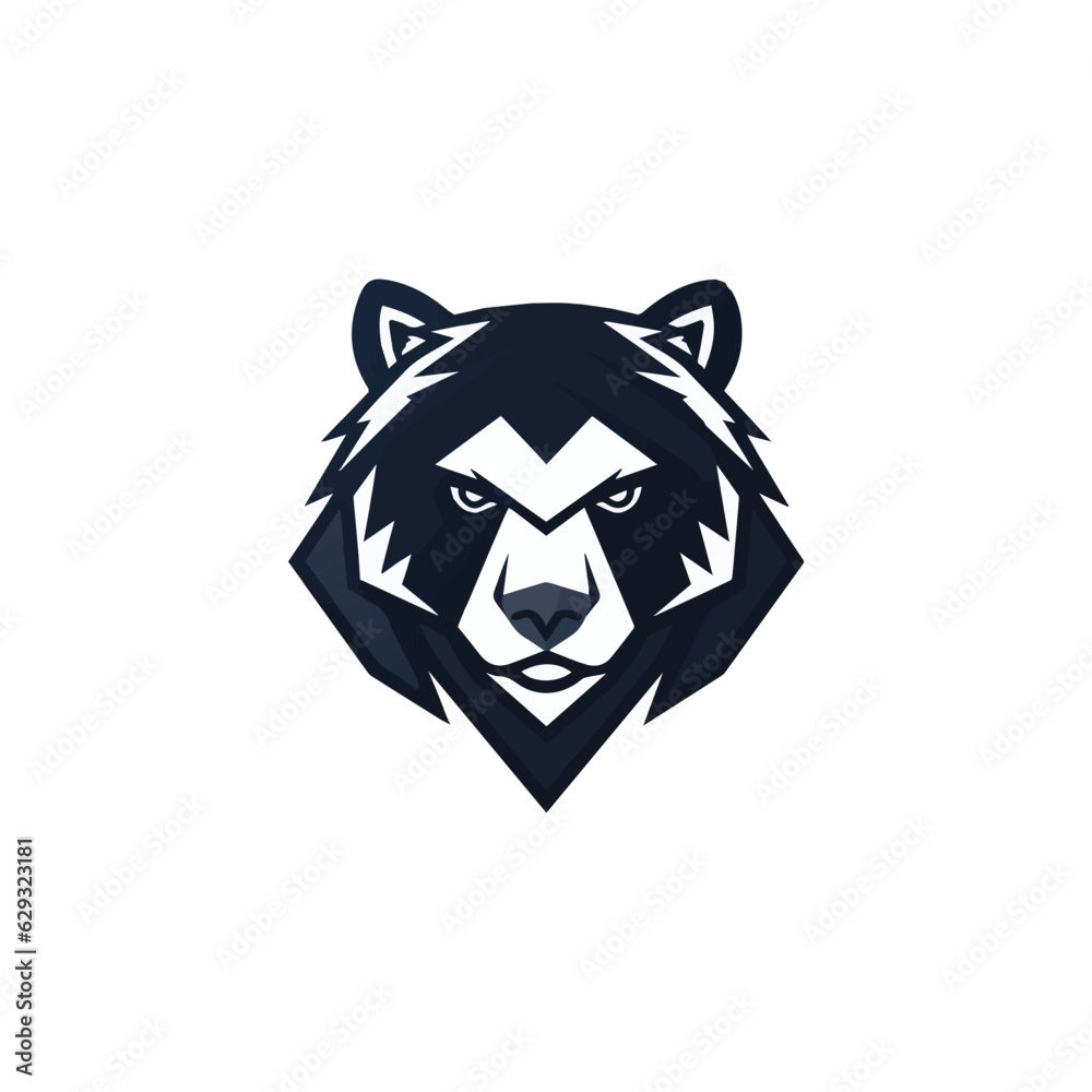Obraz premium Bear Geometrical Logo design concept isolated on background, Modern Bear Logo vector template, Bold Bear Head Mascot, Timeless Black bear Silhouette logo