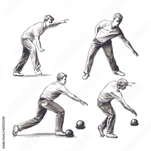 Bowling players set vector illustration