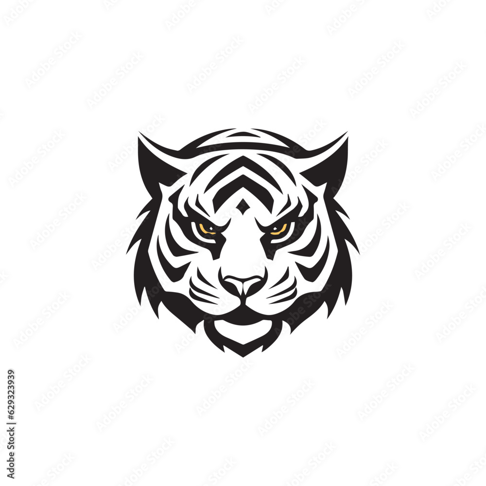 Modern Tiger Head Logo Isolated on background, Angry Black Tiger Head, Creative Tiger Emblem logo, Tiger face Silhouette logo, T shirt print design or poster design template Modern Tiger Head Logo Isolated on background, Angry Black Tiger Head, Creative Tiger Emblem logo, Tiger face Silhouette logo, T shirt print design or poster design template