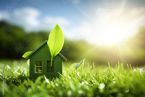 Photo The image portrays a conceptual representation of a green home and environmentally friendly construction