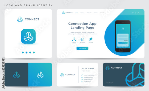 Modern connection app logo and brand identity