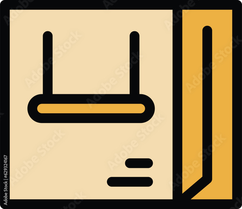 Paper bag icon outline vector. Chip box. Pack snack color flat