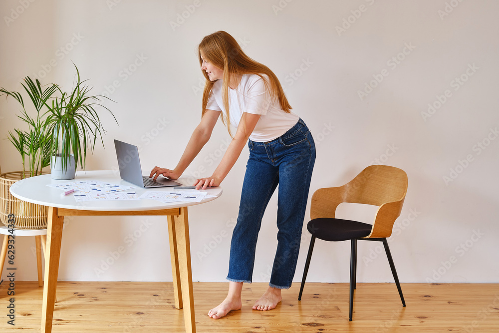 Woman works behind a laptop. Internet business. Freelance girl. Remote work. Modern lifestyle, working day. Mobile device. Type on the keyboard
Woman works behind a laptop. Internet business. Freelance girl. Remote work. Modern lifestyle, working day. Mobile device. Type on the keyboard
