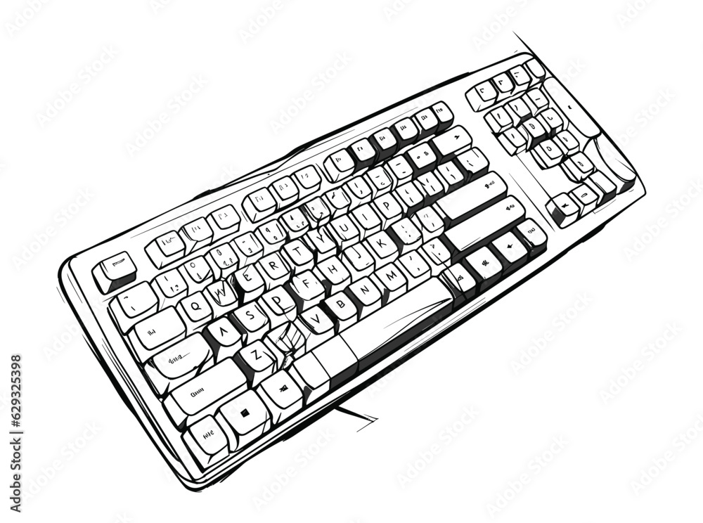 Hand drawn Gaming keyboard vector illustration

