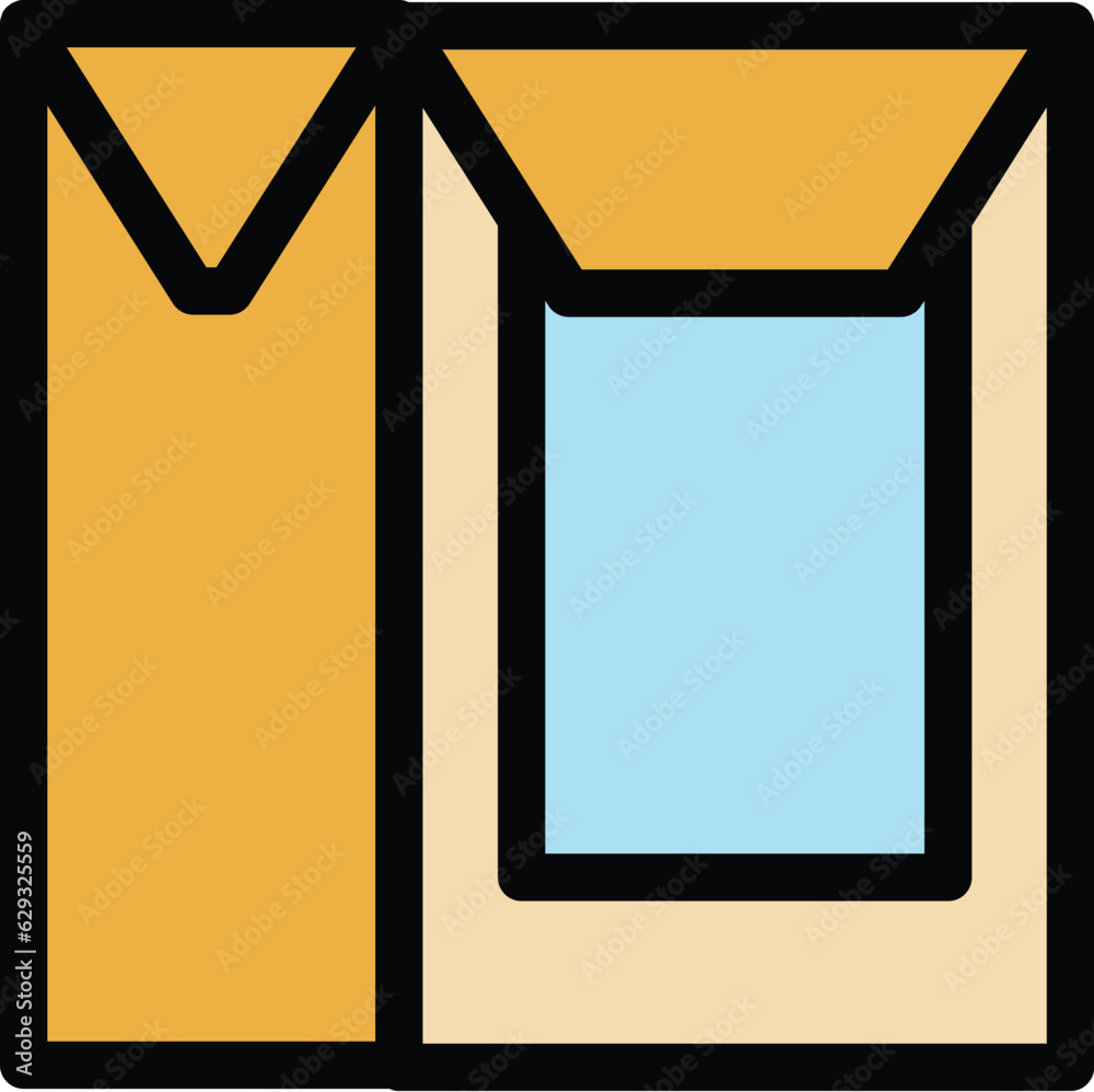 Cardboard pack icon outline vector. Snack package. Food bag color flat Cardboard pack icon outline vector. Snack package. Food bag color flat