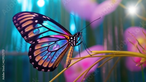 macro Photo of Queen Alexandra’s Birdwing Butterfly on colourful natural background